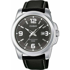 Casio MTP-1314PL-8AVEF Ανδρικό Αναλογικό Ρολόι Μπαταρίας με Γκρι Καντράν και Μαύρο Δερμάτινο Λουράκι